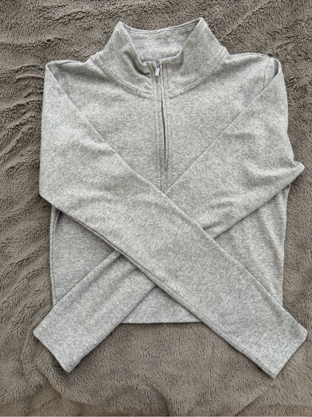 Aritzia Gray Half-Zip Long Sleeve Top